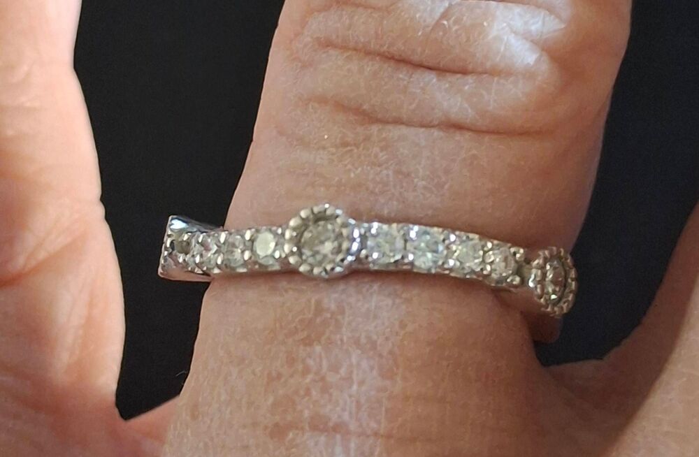 Stunning 1/2 Ct. Round Cut Curved Beaded Design Diamond Band Ring Sz 8